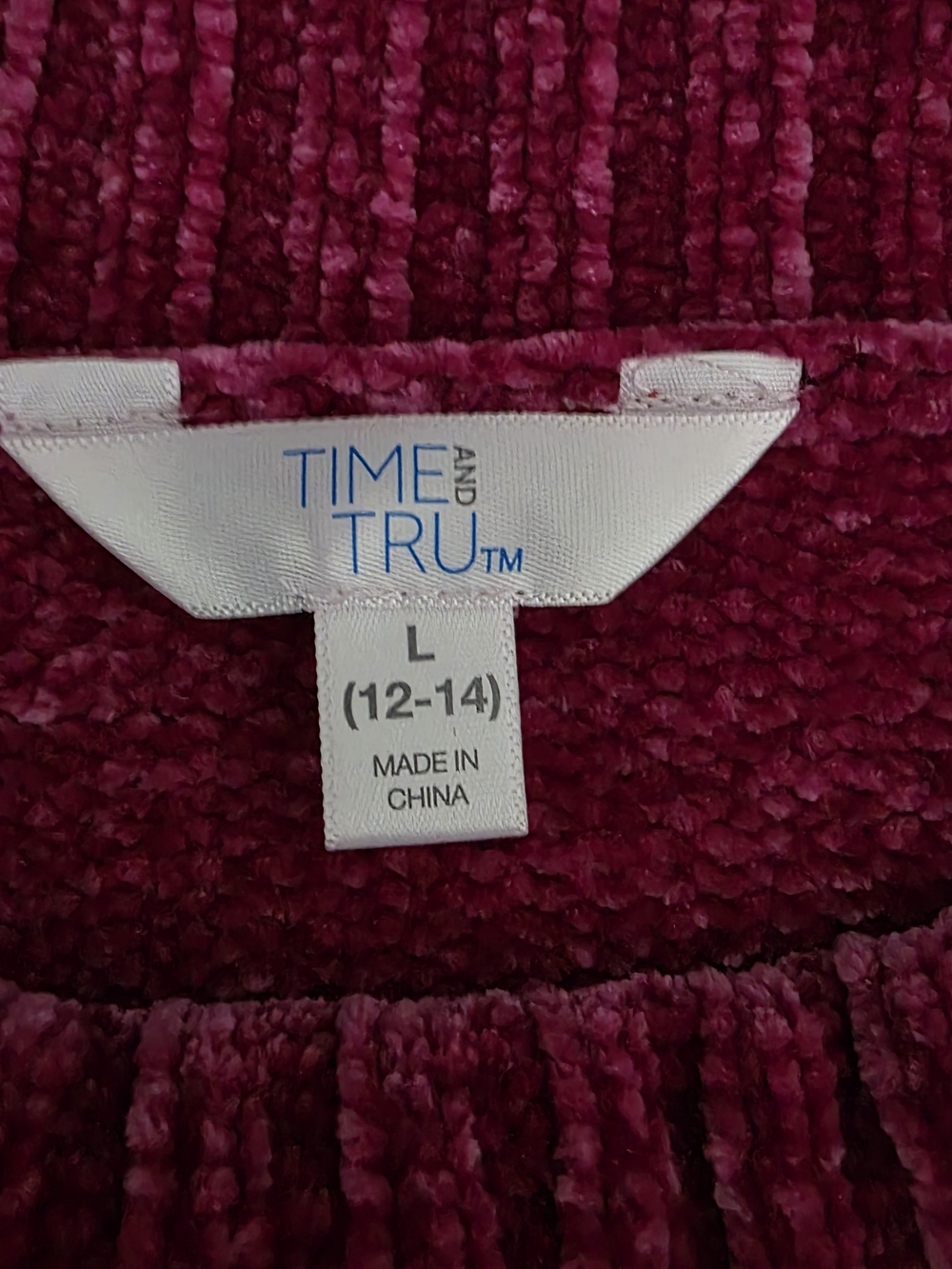 Time and Tru Chenille Cowl Neck Sweater - Magenta - Picture 4 of 4
